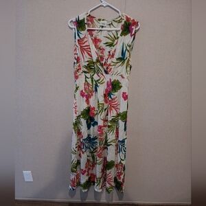 Rainforst  Cafe Vintage Floral Sleeveless Maxi Dress Size L